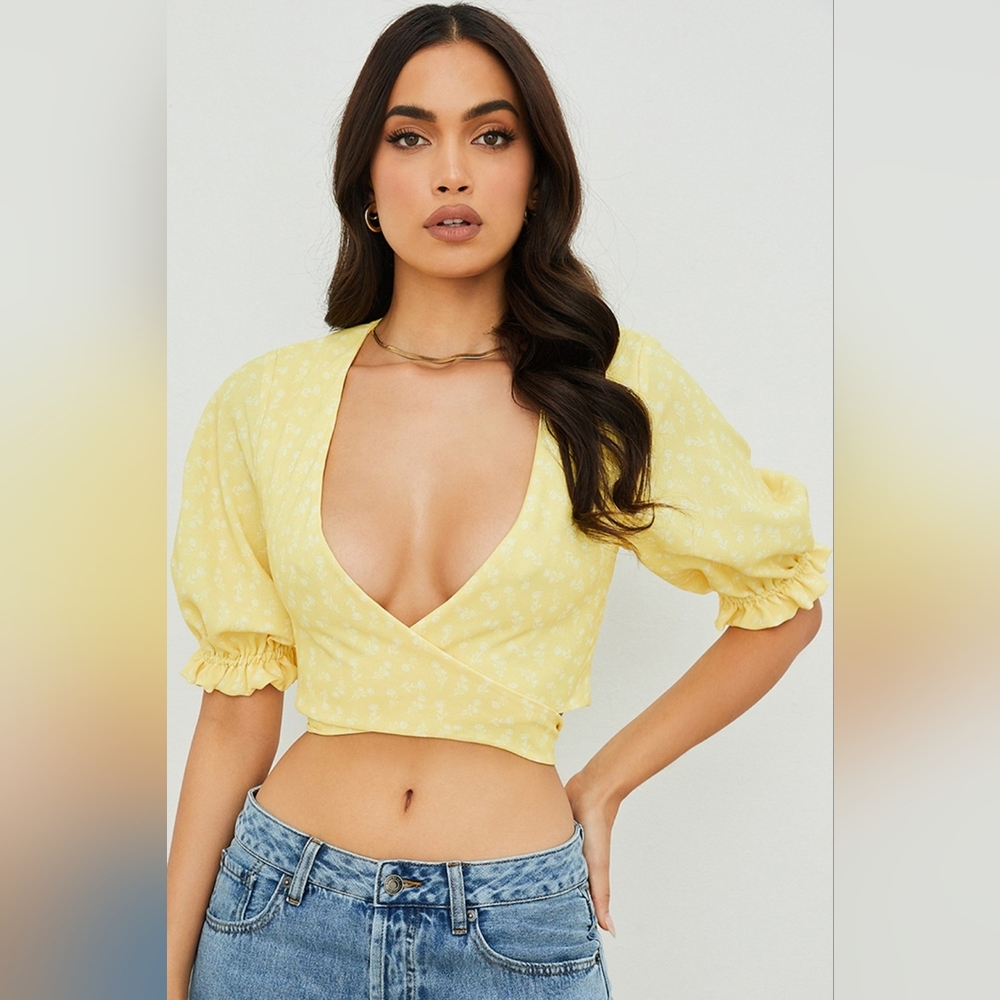 House Of CB Floral Yellow Top